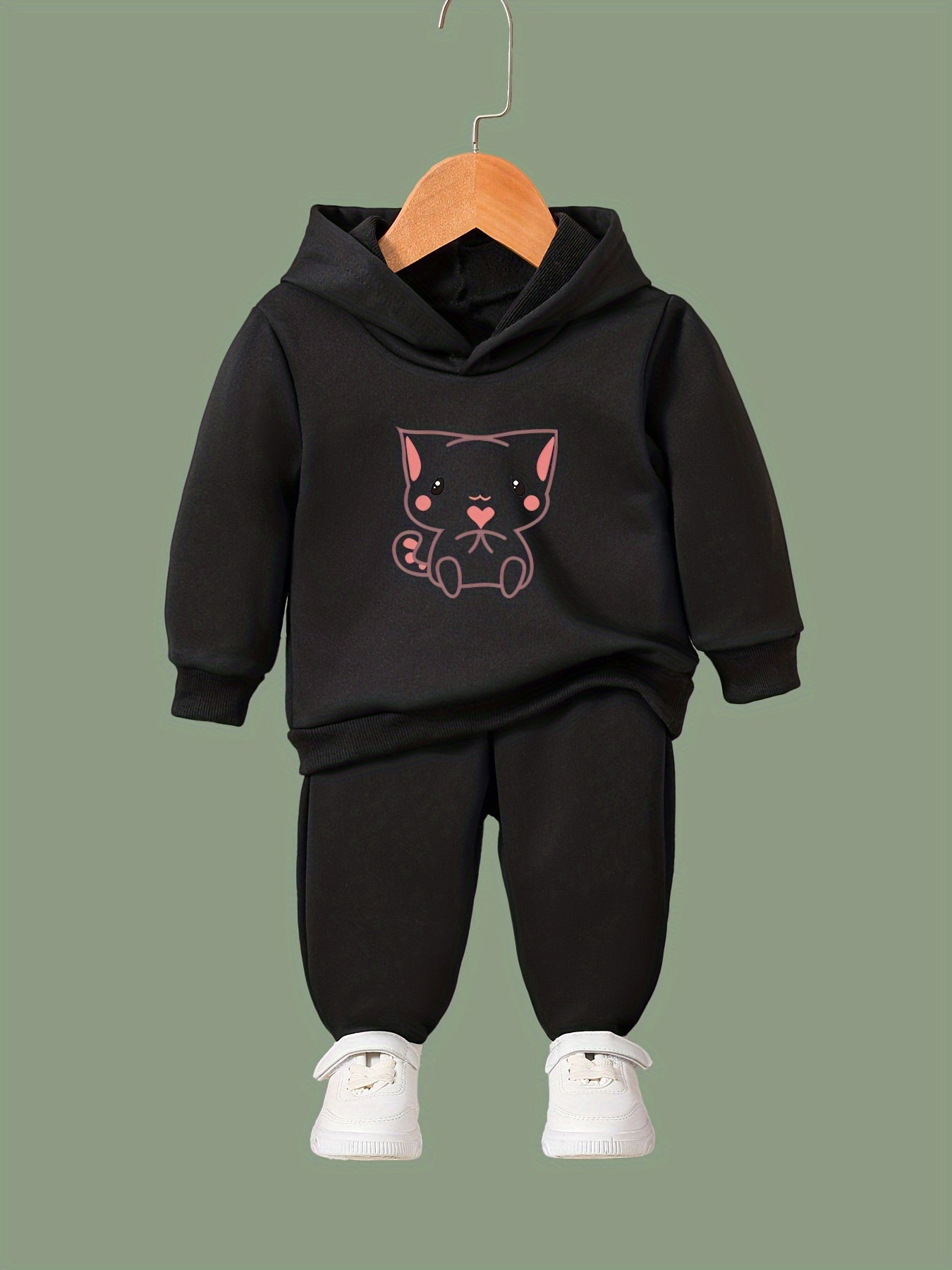 Cat Pattern 2pcs Activewear Sets Girls Comfy Outfits For Sports Running Gift