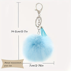 Faux Rabbit Fur Ball Pom Pom Keychain Car Key Ring Handbag Tote Bag Pendant
