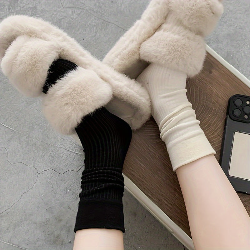 Soft Ribbed Mid Tube Socks Women's Stockings