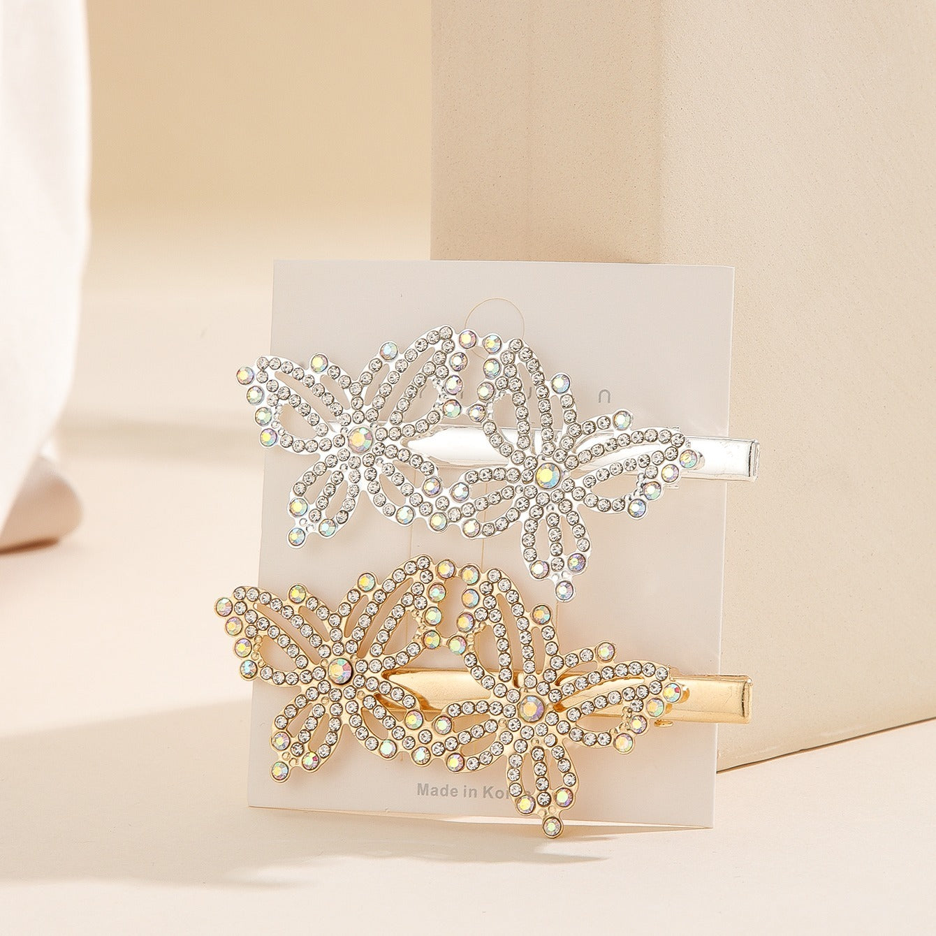 Butterfly Rhinestone Metal Hair Clip Hair Accessories For Women 2pcs