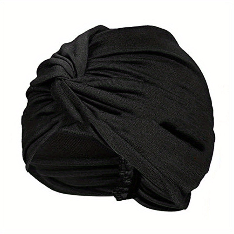Solid Turban Head Wrap Elastic Beanie Head Scarf Chemo Cap Hijab