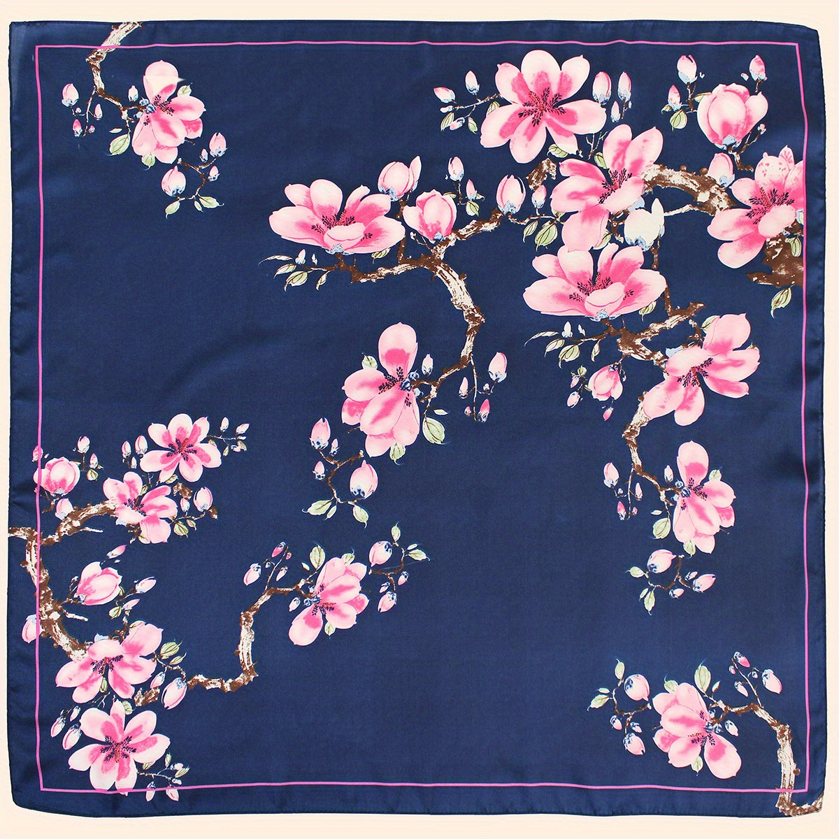 Flower Printed Square Scarf Silky Soft Headscarf Hair Wraps For Sleep