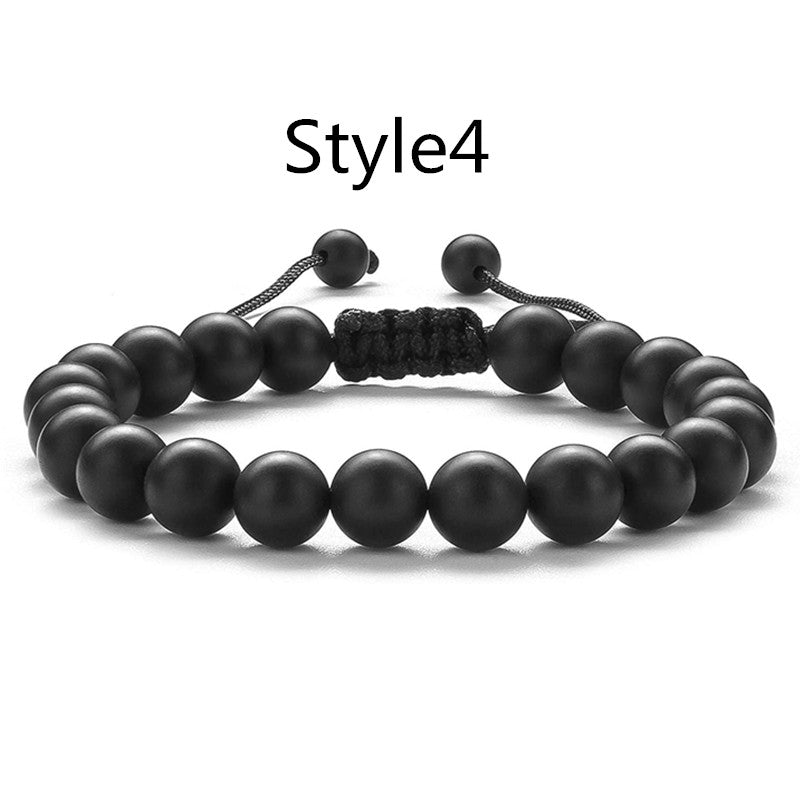 1PC Braided Rope Tiger Eye Stone Bracelet Men Women Matte Agate Bangle