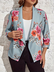  Floral Print Half Sleeve Blazer