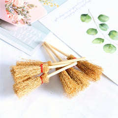 Mini Straw Brooms Halloween Decoration Witches Accessory