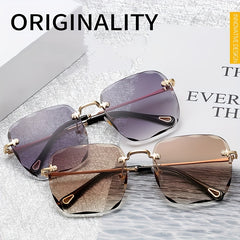 Square Rimless Sunglasses UV400 Gradient Glasses