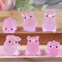 6pcs Mini Resin Piglets for Magical Garden Glow