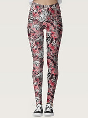 Skull Print Leggings Casual Sporty Skinny Leggings
