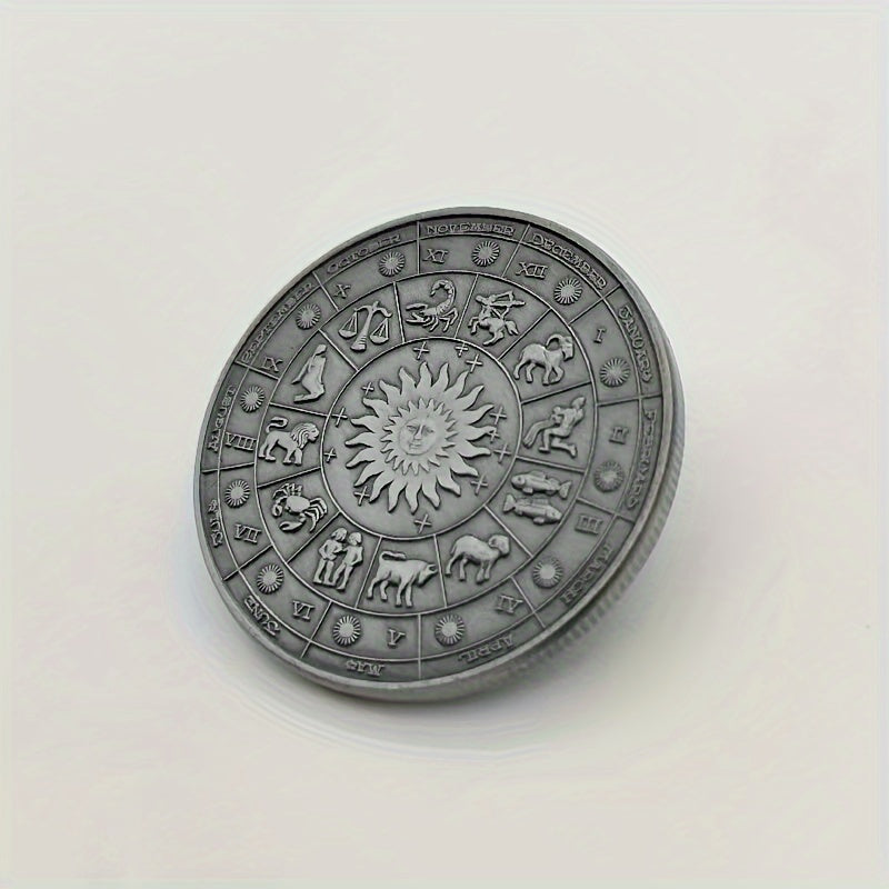 12 Zodiac Smiley Coin Tarot Lucky Coin Sun Moon Sun God Coin