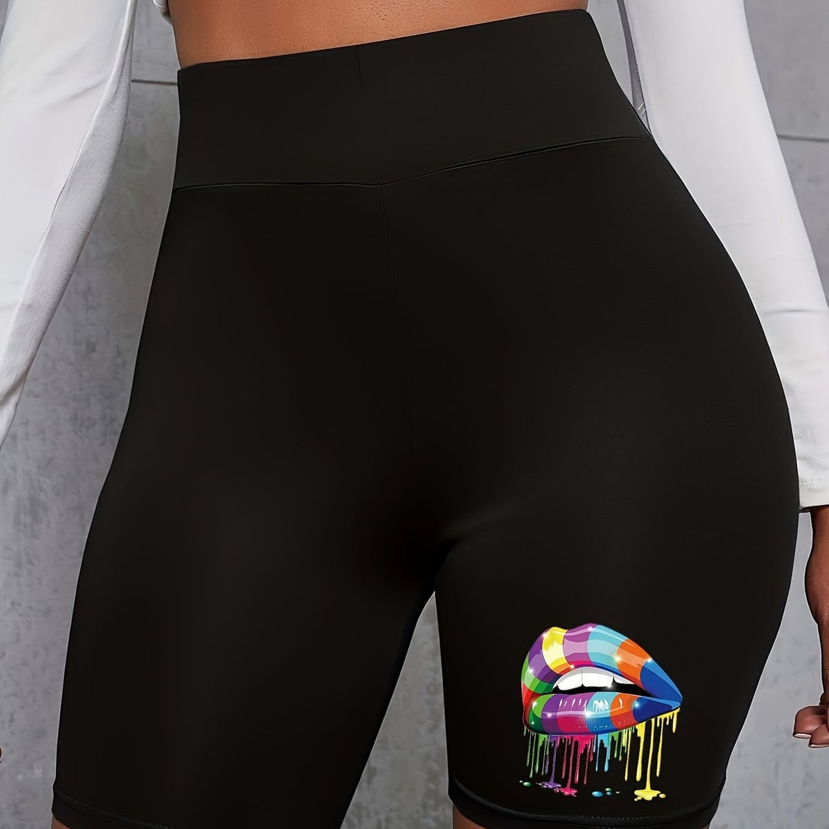 Plus Size Leopard Print Stretch Skinny Sporty Shorts
