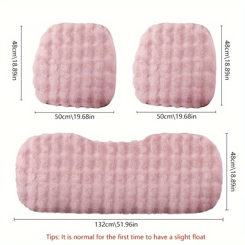 3pcs Plush Winter Warm Car Seat Cushion Set Non-slip Universal Seat Cushion