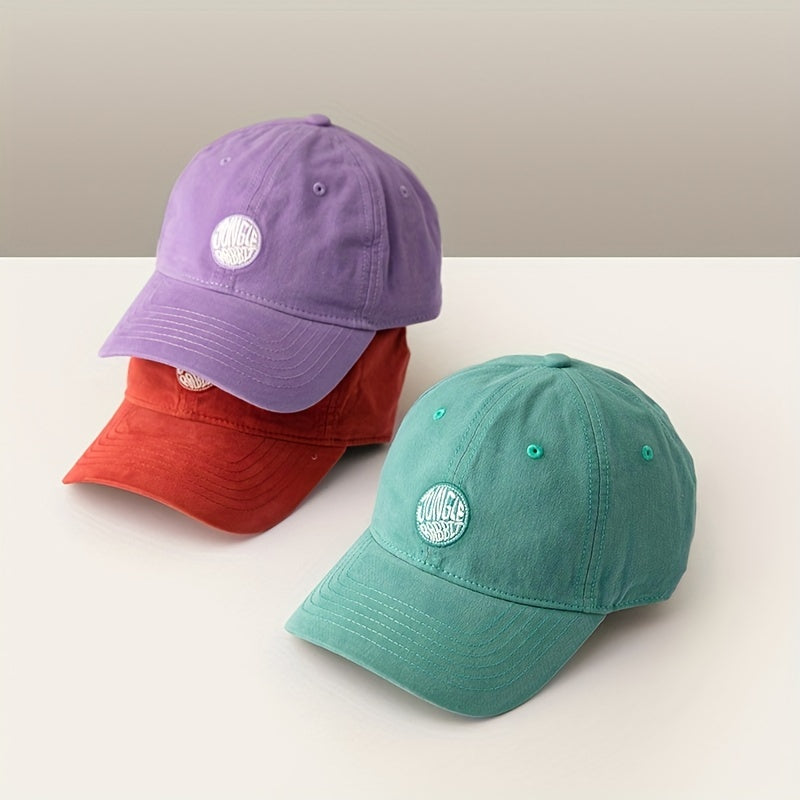 Embroidered Round Label Couple Daily Duck Tongue Cap Sunshade Baseball Soft Top