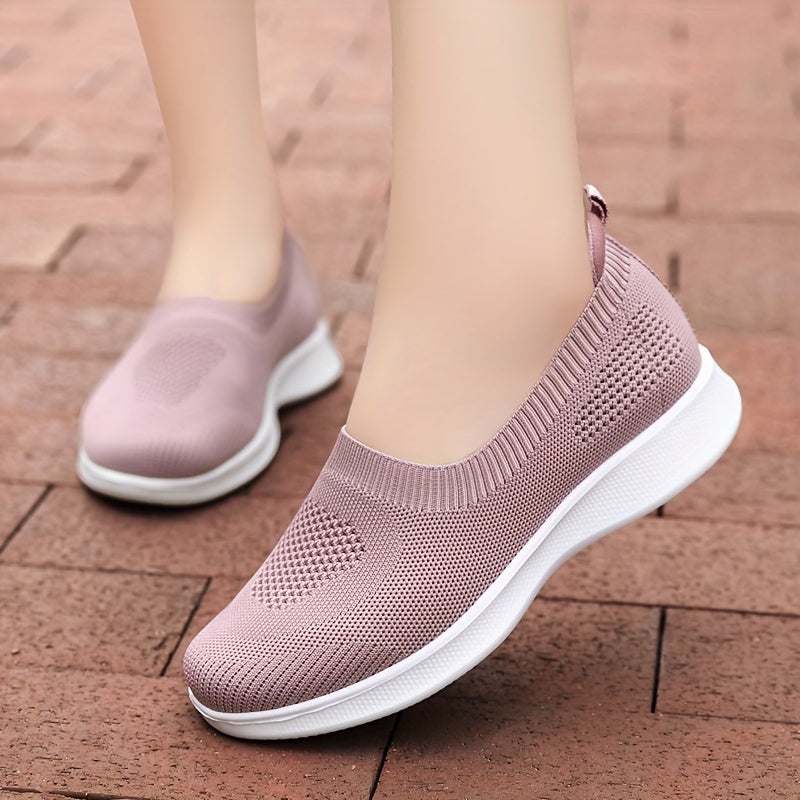 Women's Casual Sock Shoes Solid Breathable Low Top Slip On Shoes