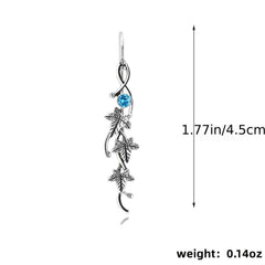 Boho Leaf Dangle Earrings Colorful Gemstone 925 Silver Plated 1Pair