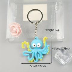 Men's Ocean Series Cartoon Octopus Sea Jellyfish Keychain