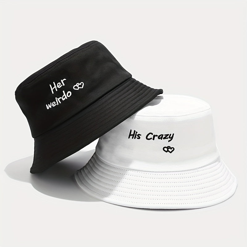 1pc Versatile Sunshade Bucket Hat With Letter Embroidery