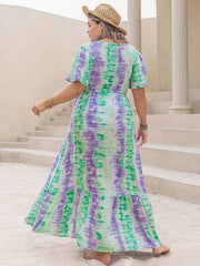  Tie Dye V Neck Maxi Dress