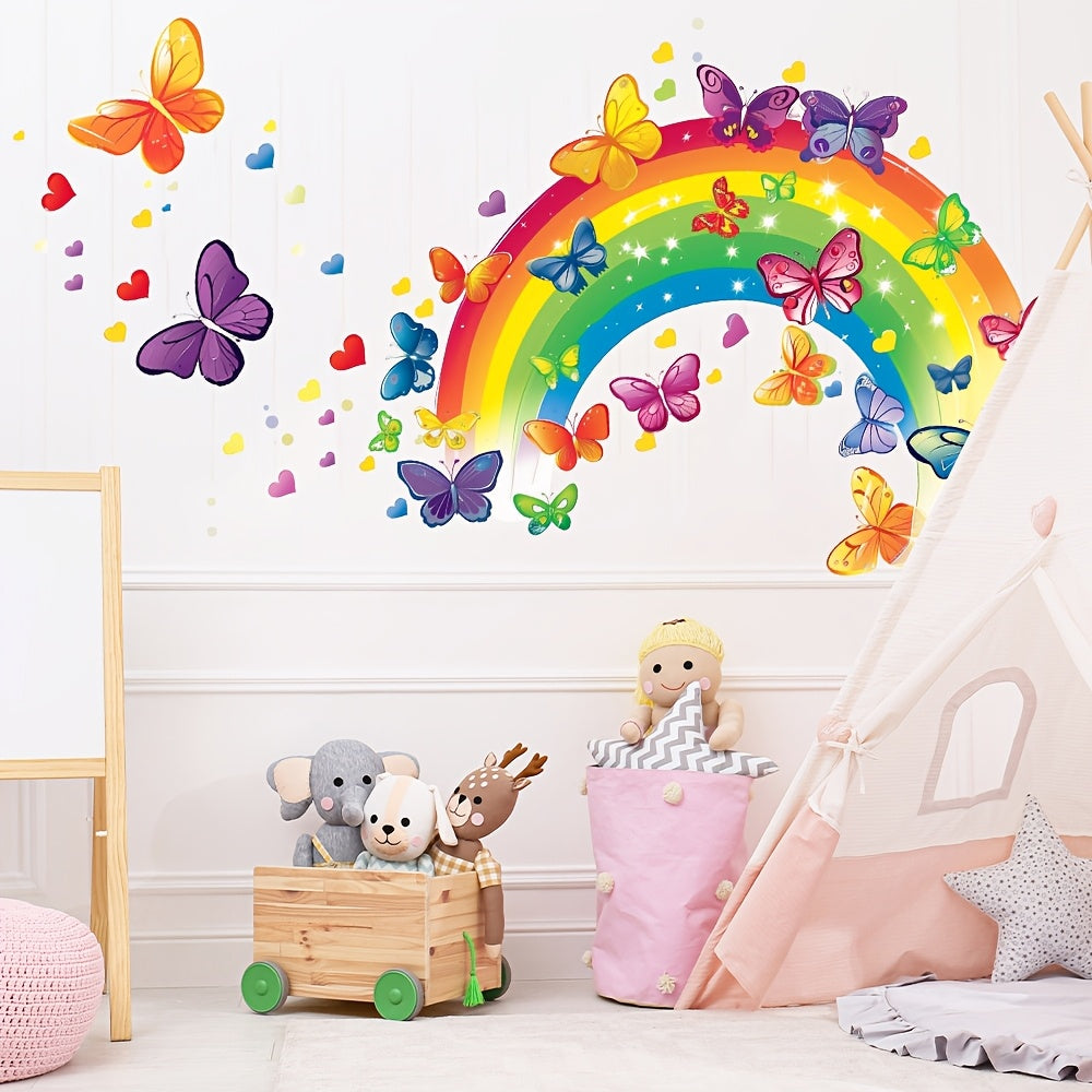 Rainbow Arch Butterfly Heart Star Wall Decal Sticker