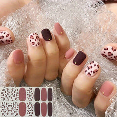 1 Pcs Full Cover Wraps Nail Polish Stickers Leopard Glitter Manicure Tip