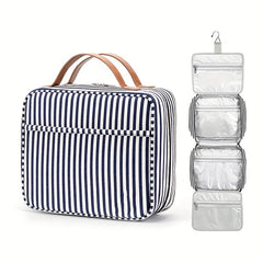 Striped Pattern Comestic Storage Bag Foldable Hanging Makeup Bag
