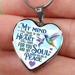 Heart Shape Bird Text Pendant Necklace Men's Party Jewelry