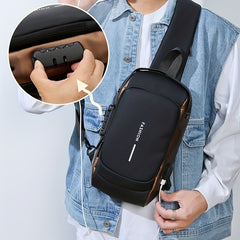Men's Nylon Crossbody Bag USB Charging Waterproof Shoulder Bag
