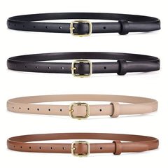 Square Pin Buckle PU Belt Solid Casual Belt Vintage Jeans Pants Belt