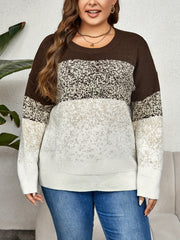  Colorblock Crew Neck Sweater Long Sleeve Pullover Jumper