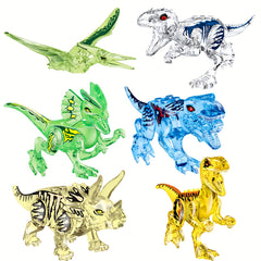 6pcs Dinosaur Collectible Toys Set, Variety of Styles, Transparent ABS Material