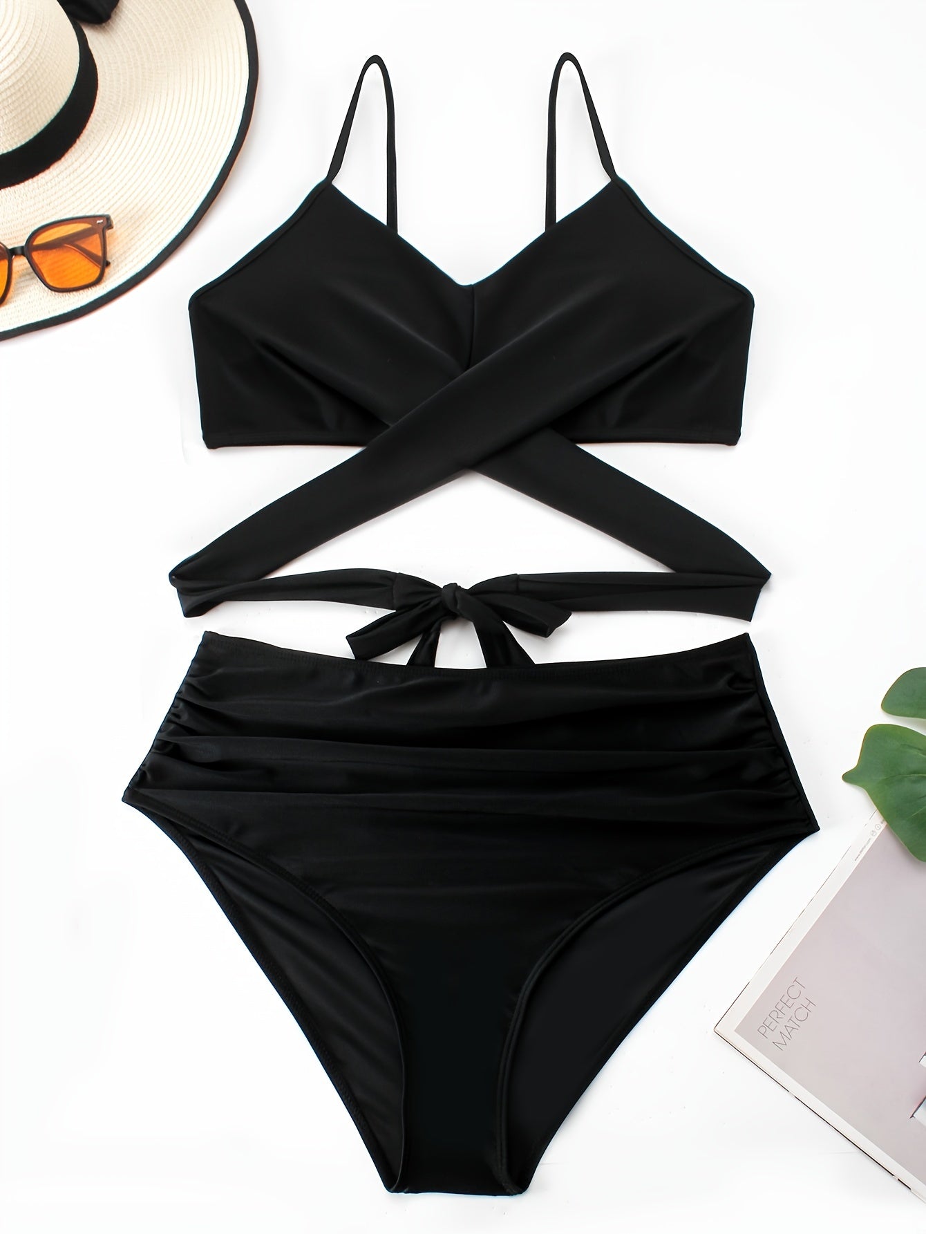  Solid Halter Bikini Set