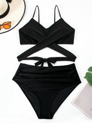  Solid Halter Bikini Set