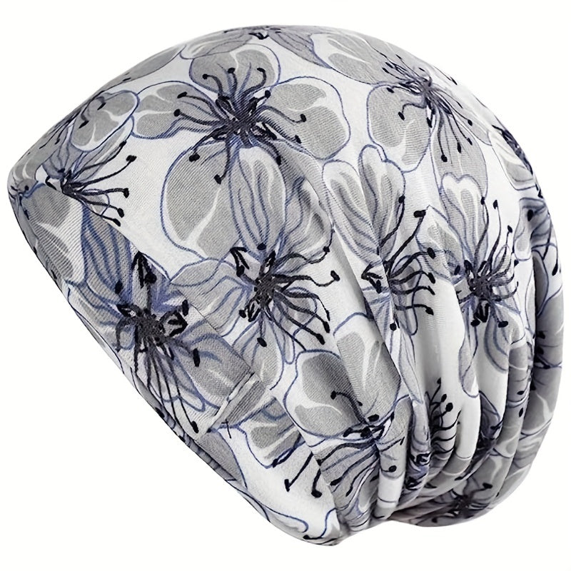 Flower Print Beanie Lightweight Skull Hat Chemo Cap Turban Hats