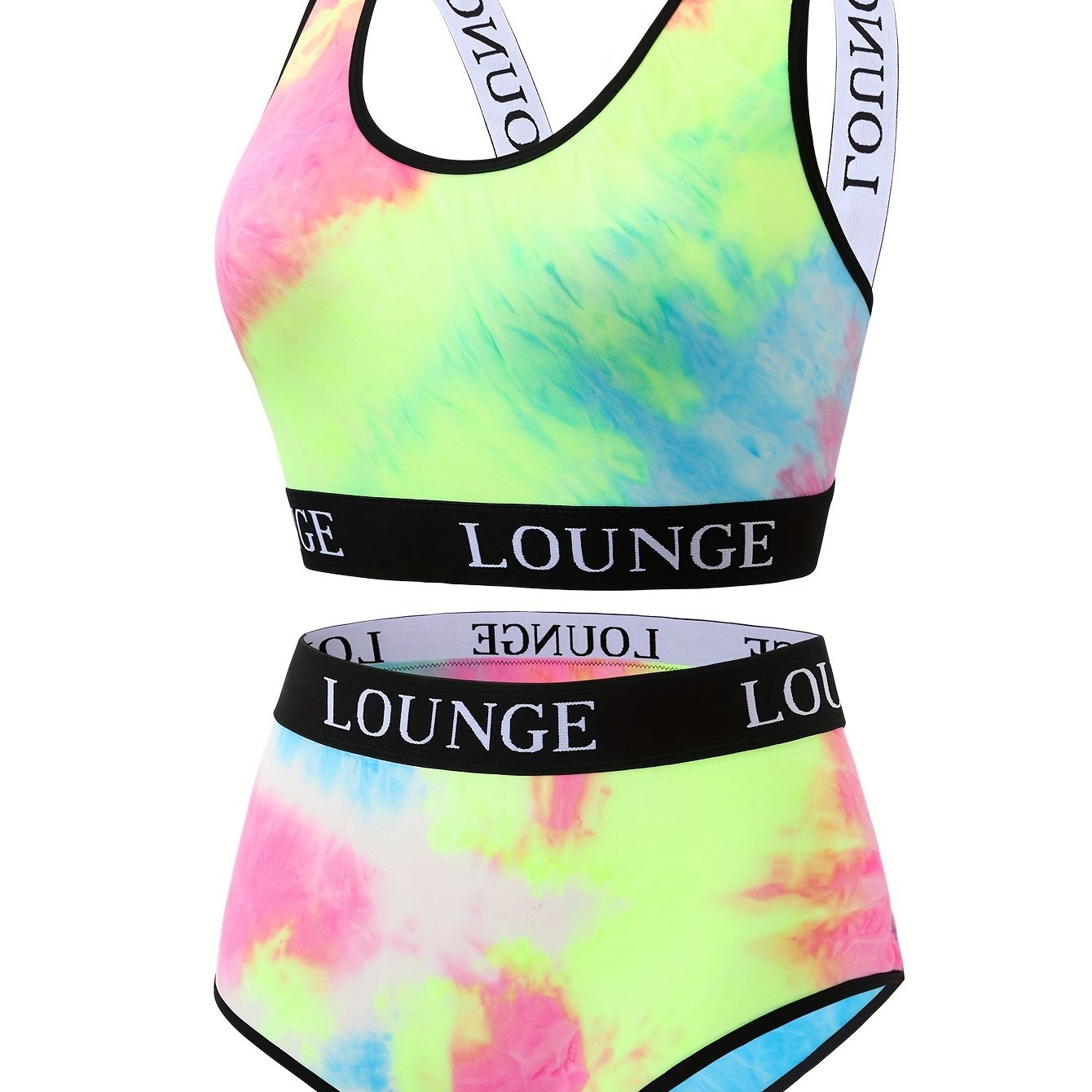  Tie Dye Letter Tape Bra & Panty Set
