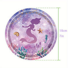Mermaid Party Supplies Pink & Purple Tableware Set for Kids' Birthdays