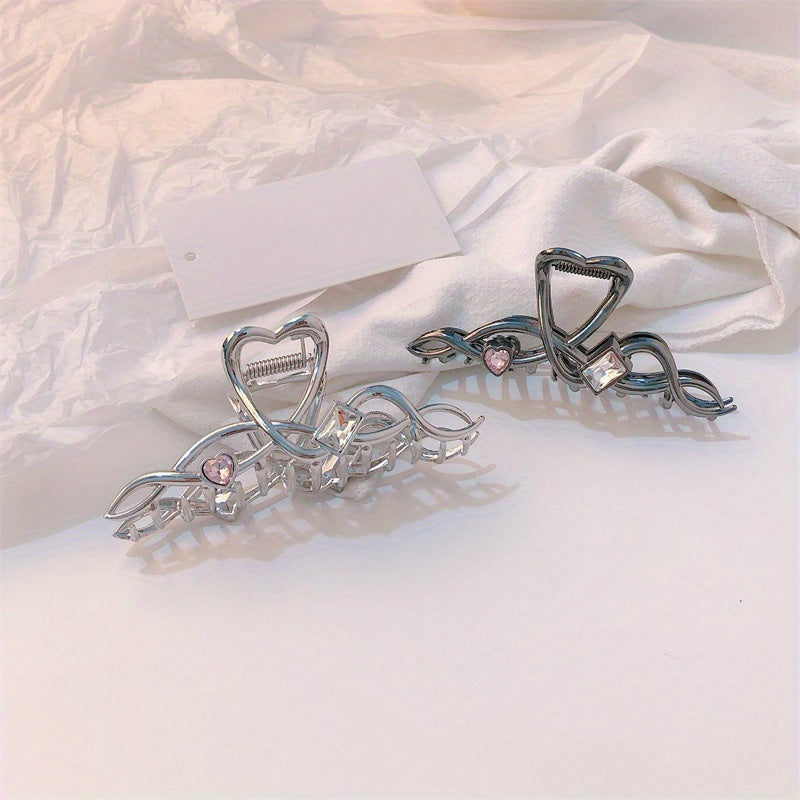 Twisted Hair Claw Rhinestone Zircon Shark Claw Ponytail Holder Hair Accessory