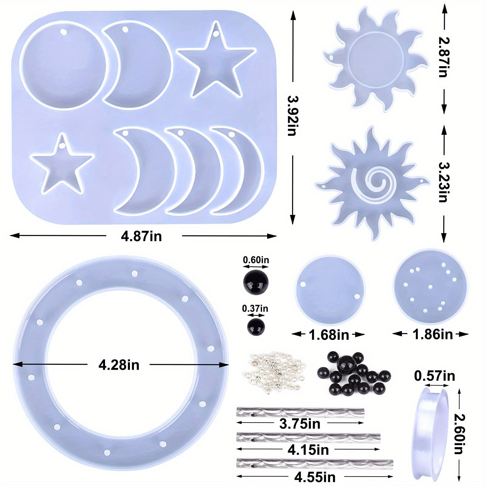 Sun Moon Star Wind Chimes Silicone Molds Kit Epoxy Resin DIY Casting Mold