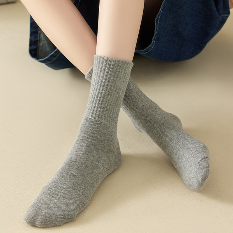 Women's Solid Casual Mid Tube Socks