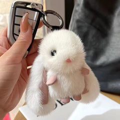 2pcs Rabbit Pendant Plush Toy Keychain for Backpack or Car Keys Party Style
