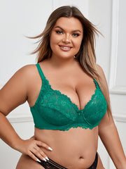  Sexy Bra Floral Lace Full Cover Mini Bow Front Solid Bralette