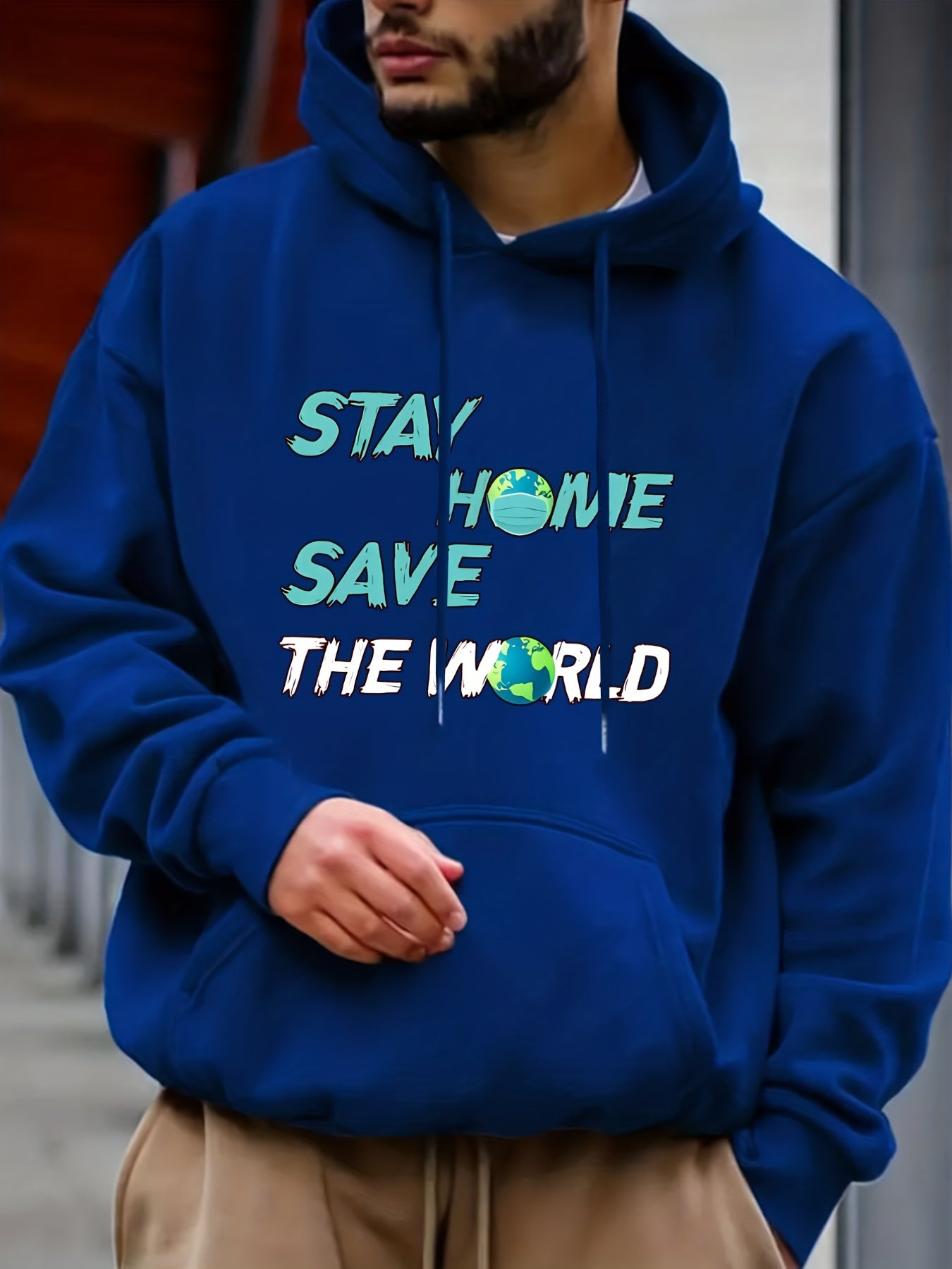 Stay Home Save The World Print Hoodie
