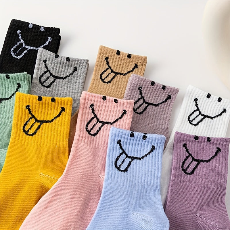 10 Pairs Expression Print Socks Women's Stockings