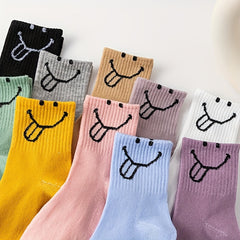 10 Pairs Expression Print Socks Women's Stockings