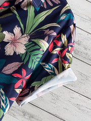 Tropical Flower Pattern Men's Hawaiian Shirt for Summer Vacation