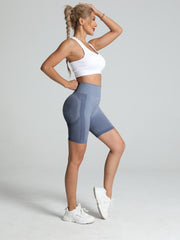 High Waist Yoga Sports Shorts Tummy Control Stretchy Seamless Fitness
