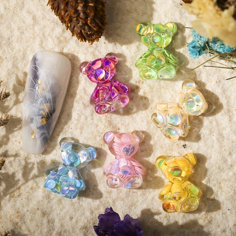 10pcs Aurora Bear Charms for Crafts DIY Resin Charms Accessories