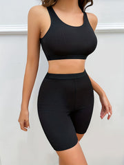 Ribbed Bra & Panties Set Full Coverage Women's Lingerie