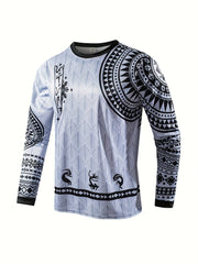 Men's Geometric Pattern Shirt Long Sleeve Top