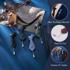 6pcs Polyester Striped Tie Brooches Mixed Colors Suit Shirt Lapel Decoration Men