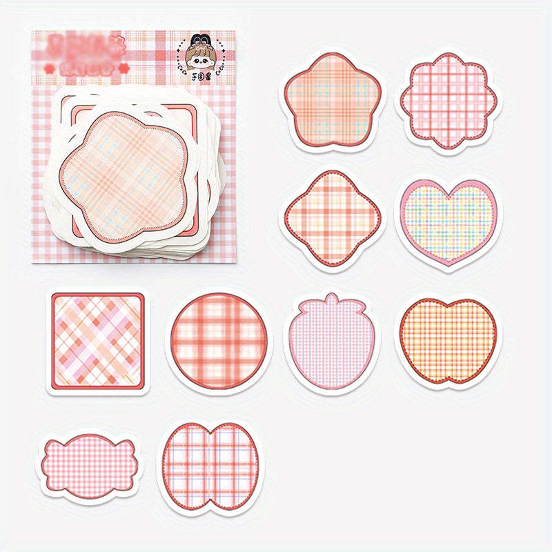 100 Sheets Cartoon Shaped Note Paper Plaid Stripes Memo Paper