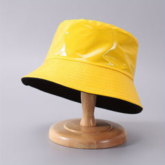 Candy PU Bucket Hat Waterproof Lightweight Fisherman Cap Sunscreen Basin Hat